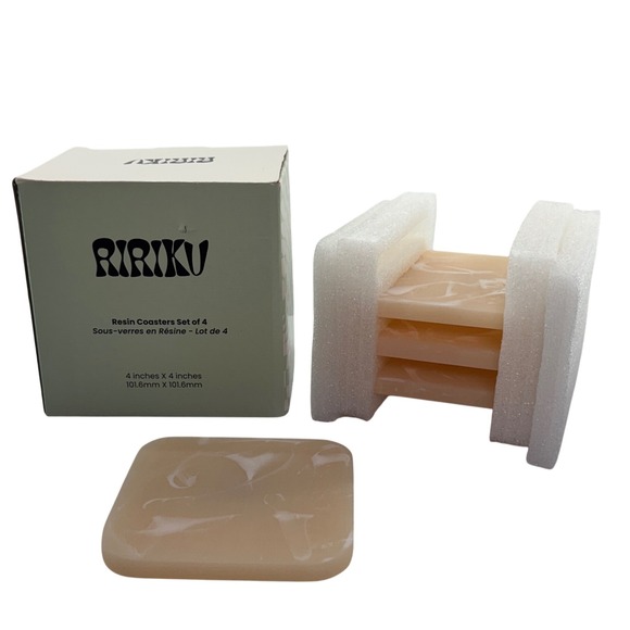 RIRIKU Resin Coasters Set of 4 Drink Coasters Modern Home Decor‎ 4 Inches - Picture 1 of 4